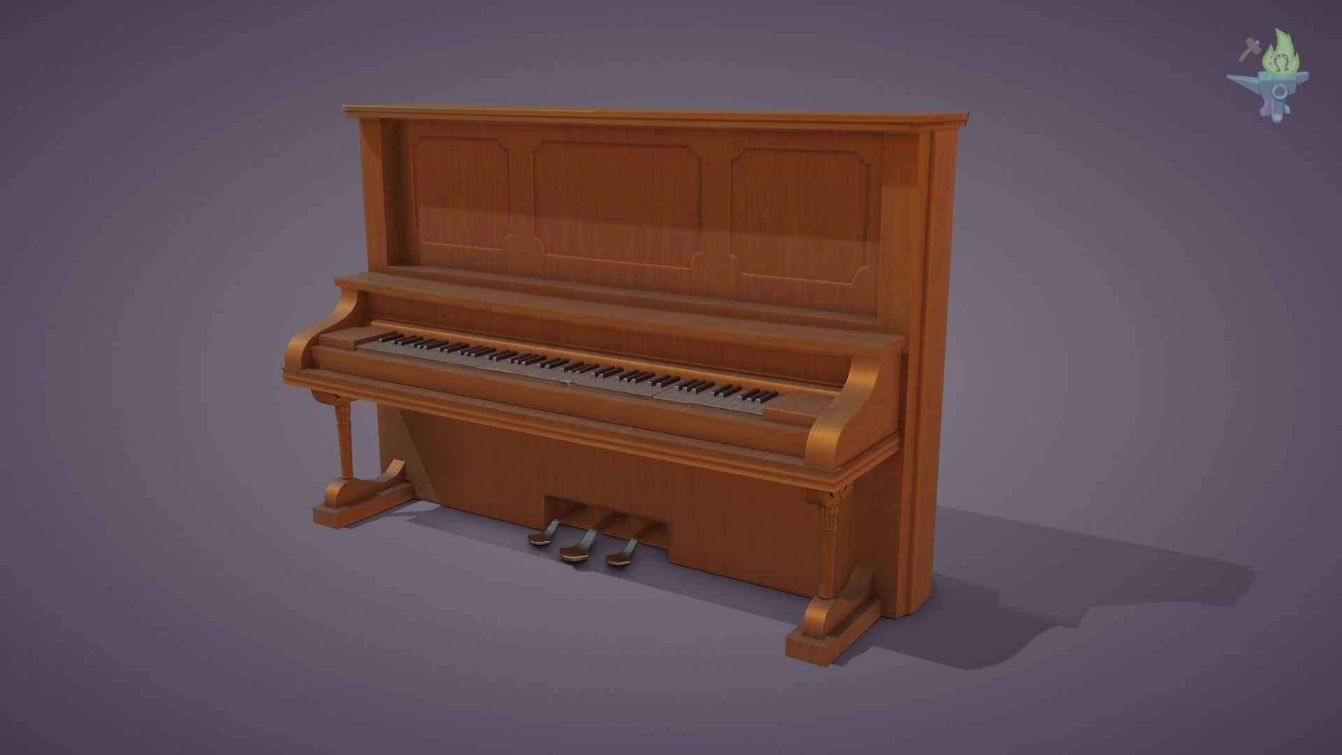 Game ready Piano for sims Low-poly 3D model_9