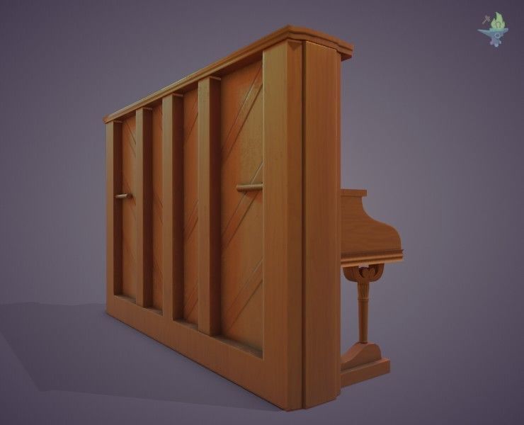 Game ready Piano for sims Low-poly 3D model_20