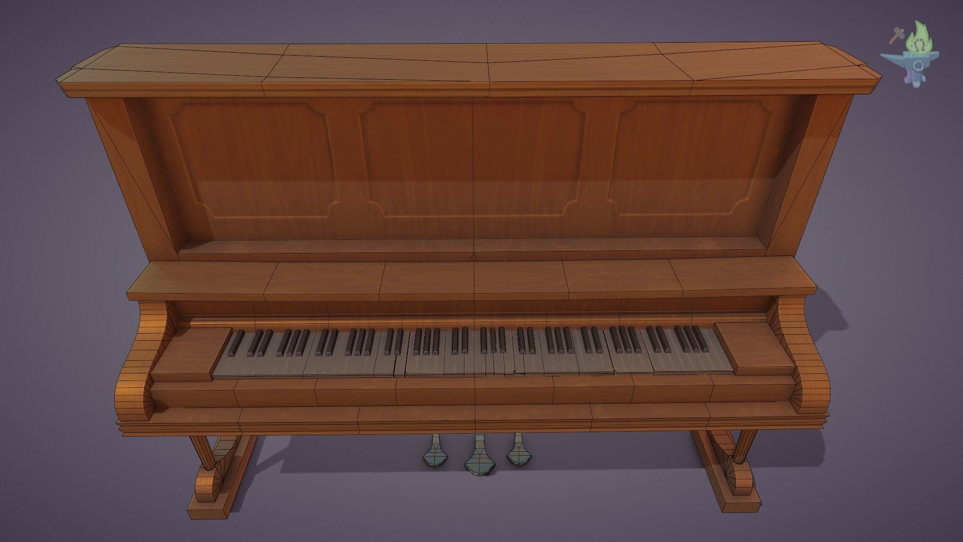 Game ready Piano for sims Low-poly 3D model_3