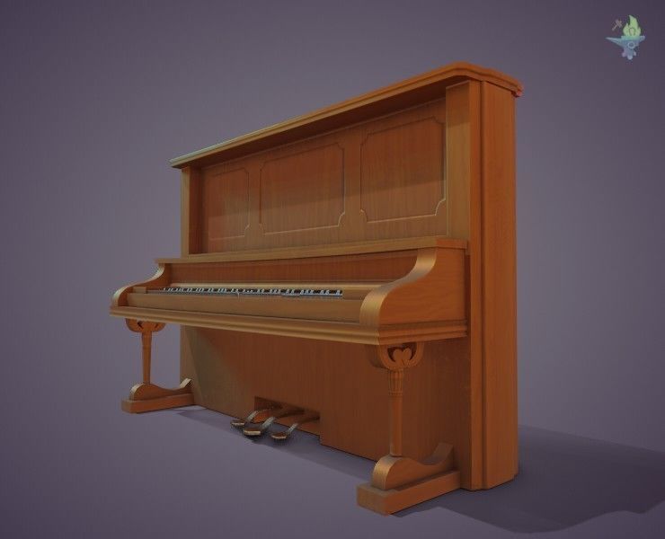 Game ready Piano for sims Low-poly 3D model_19