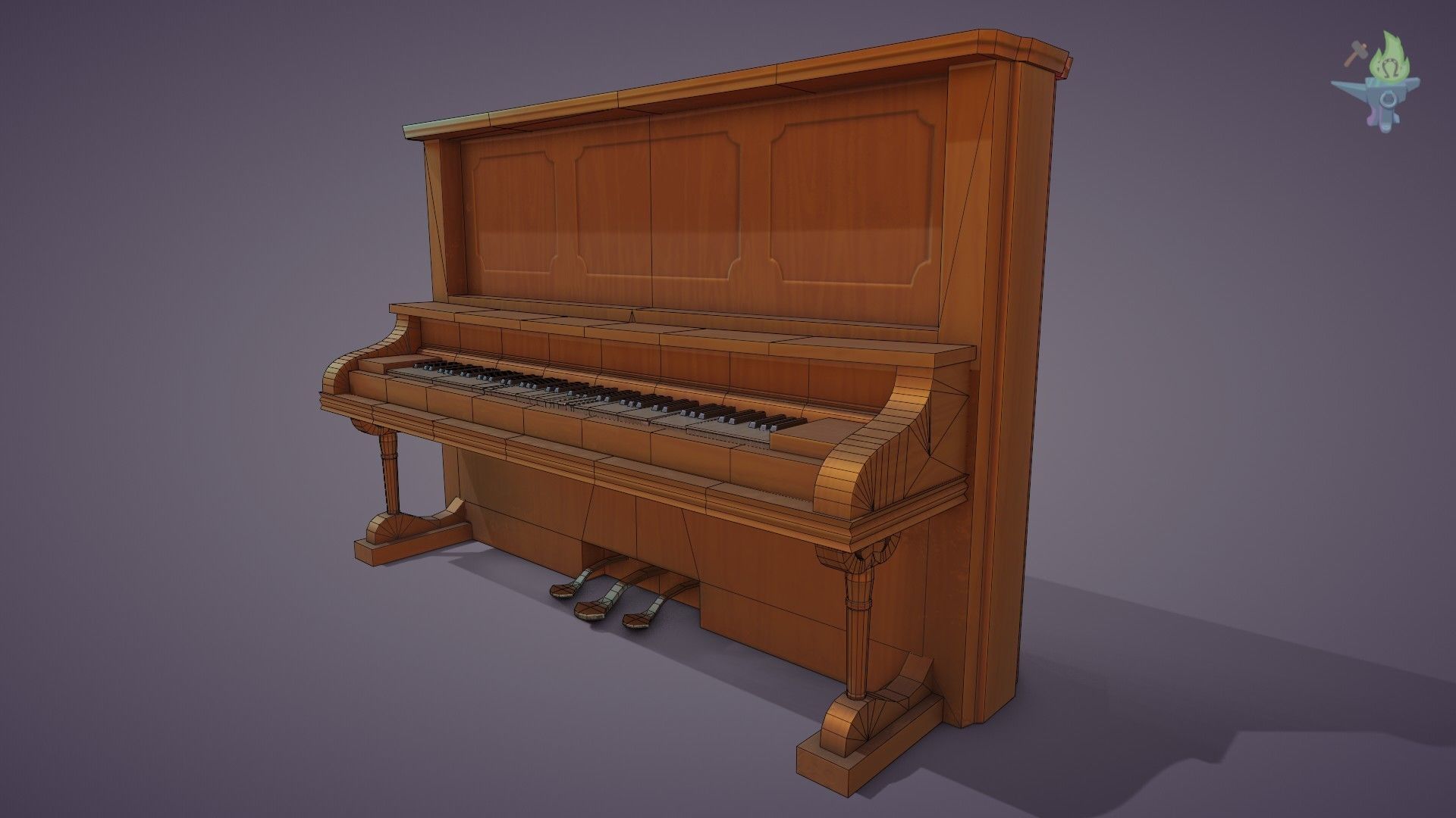 Game ready Piano for sims Low-poly 3D model_1