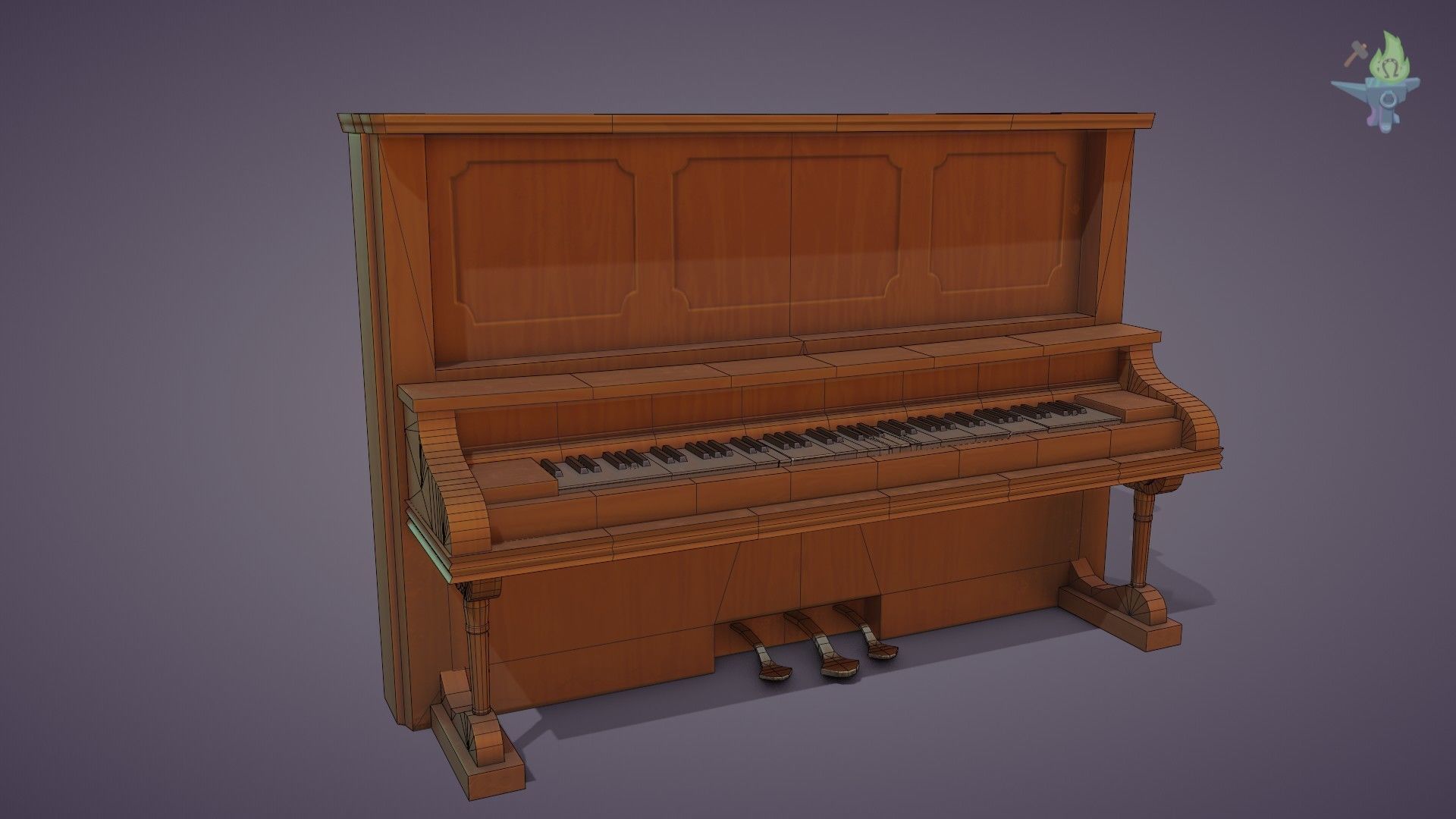 Game ready Piano for sims Low-poly 3D model_12