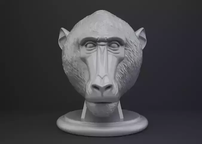Baboon Bust - Animal Figurine