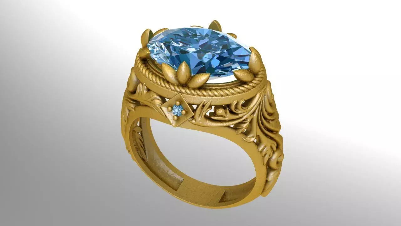 Leaf on sides ring 3D print model_0