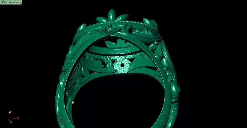 Leaf on sides ring 3D print model_3