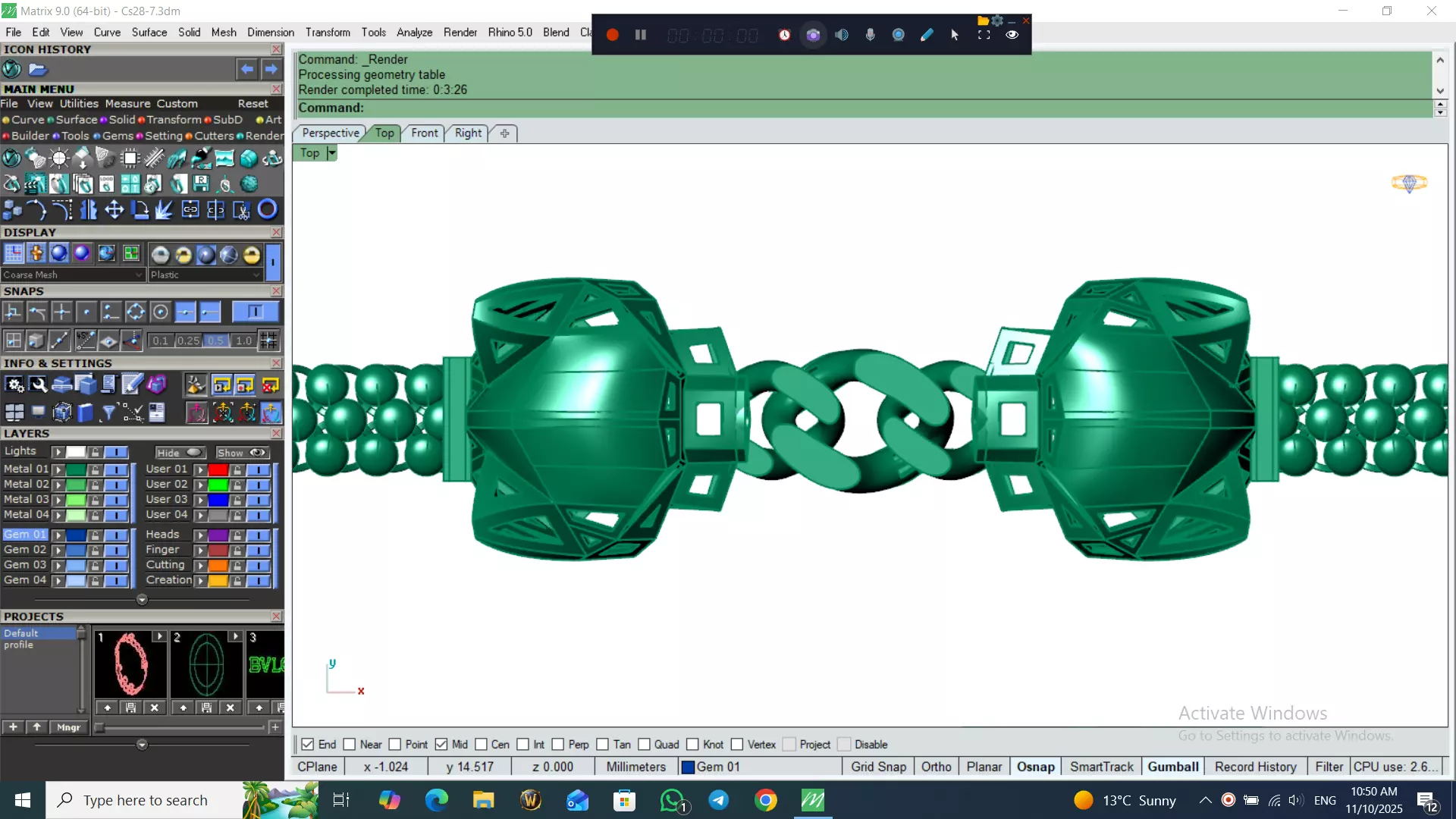 Light Weight Panter Bracelet 8 gr 3D print model_2