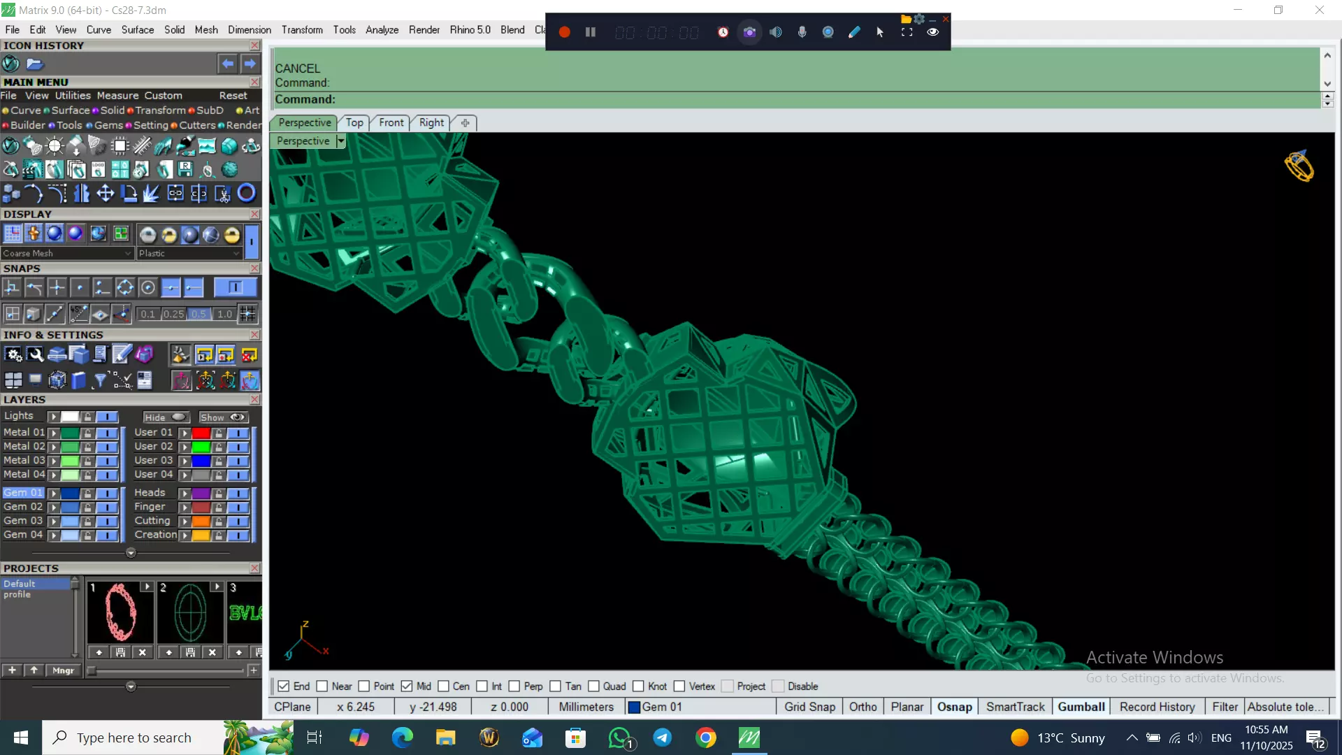 Light Weight Panter Bracelet 8 gr 3D print model_12