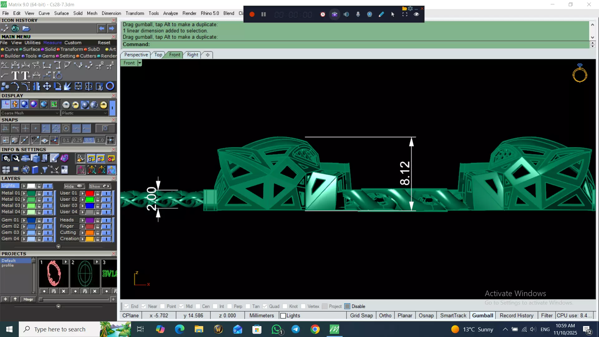 Light Weight Panter Bracelet 8 gr 3D print model_15