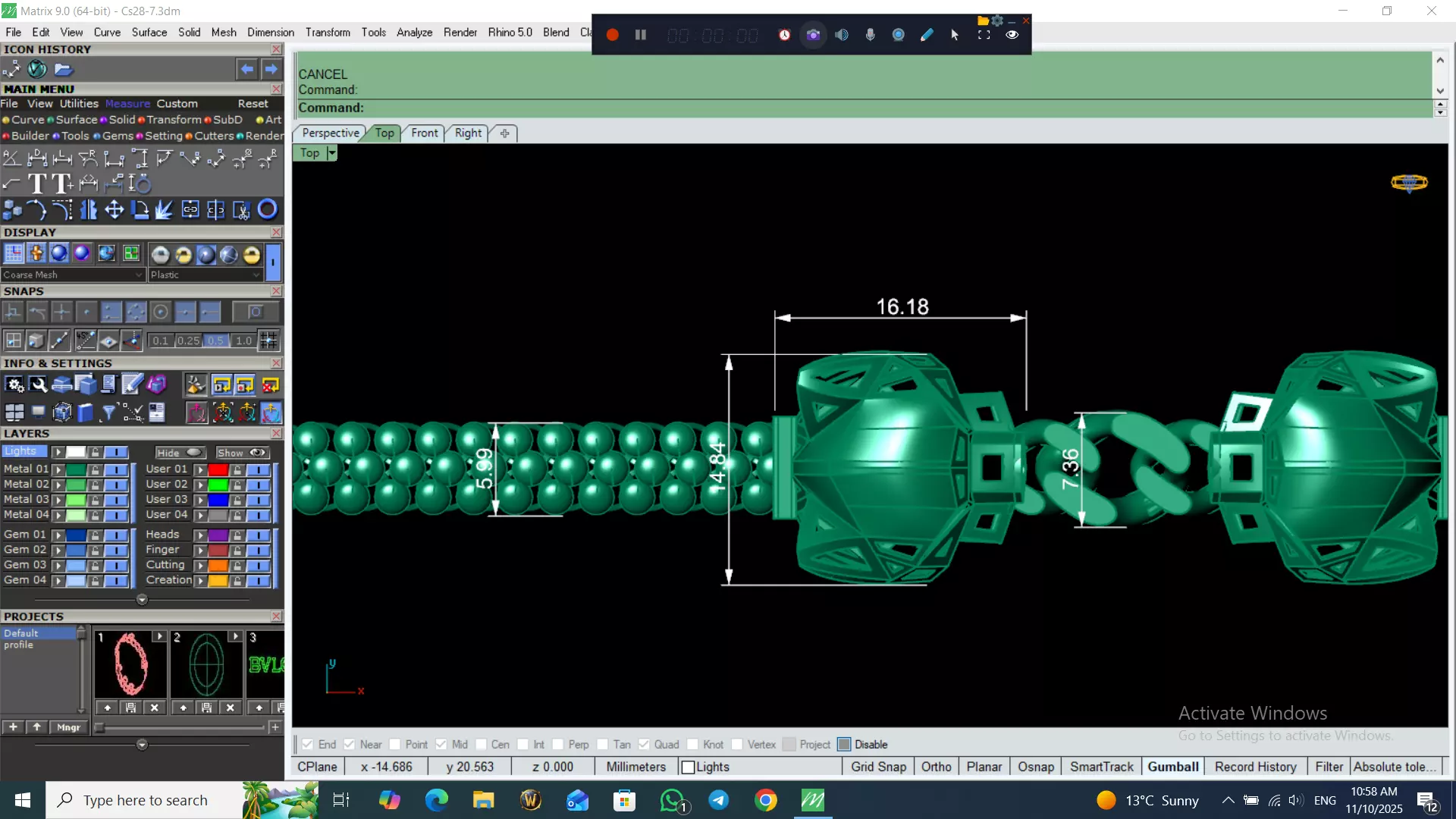 Light Weight Panter Bracelet 8 gr 3D print model_14