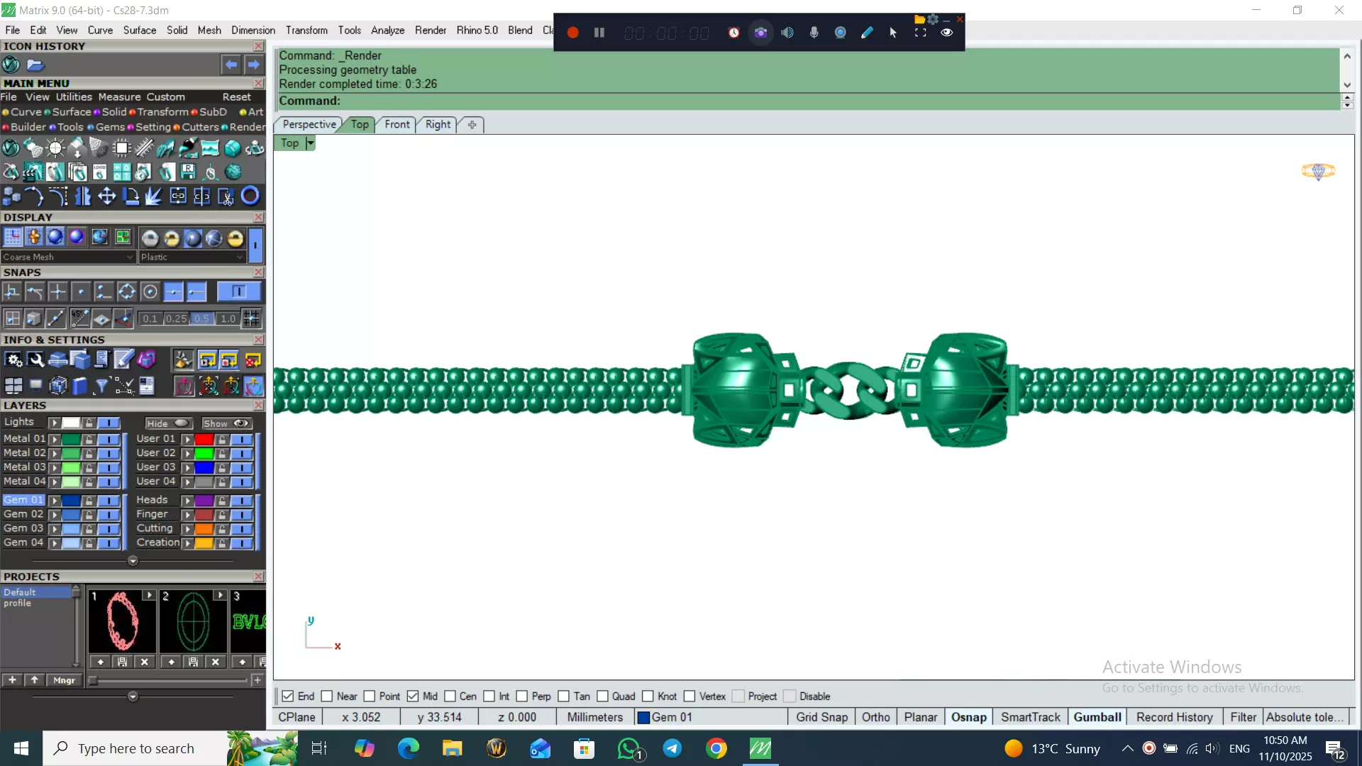 Light Weight Panter Bracelet 8 gr 3D print model_3