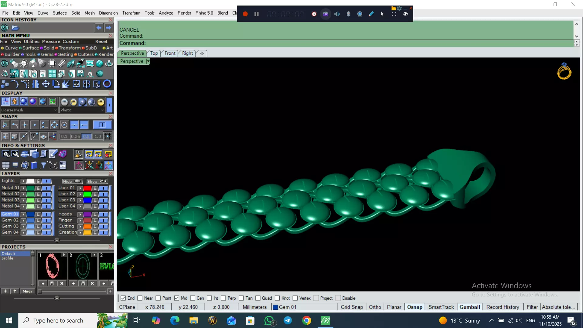 Light Weight Panter Bracelet 8 gr 3D print model_10