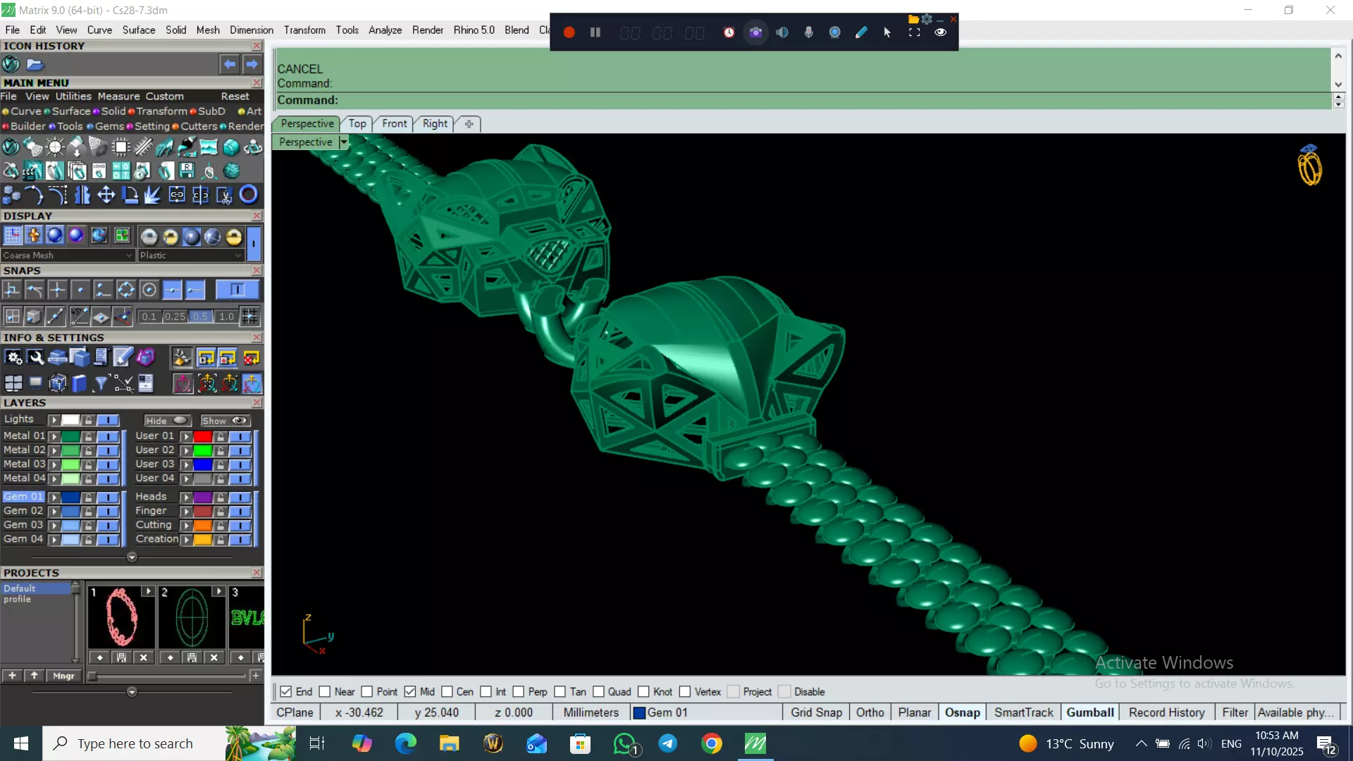 Light Weight Panter Bracelet 8 gr 3D print model_9