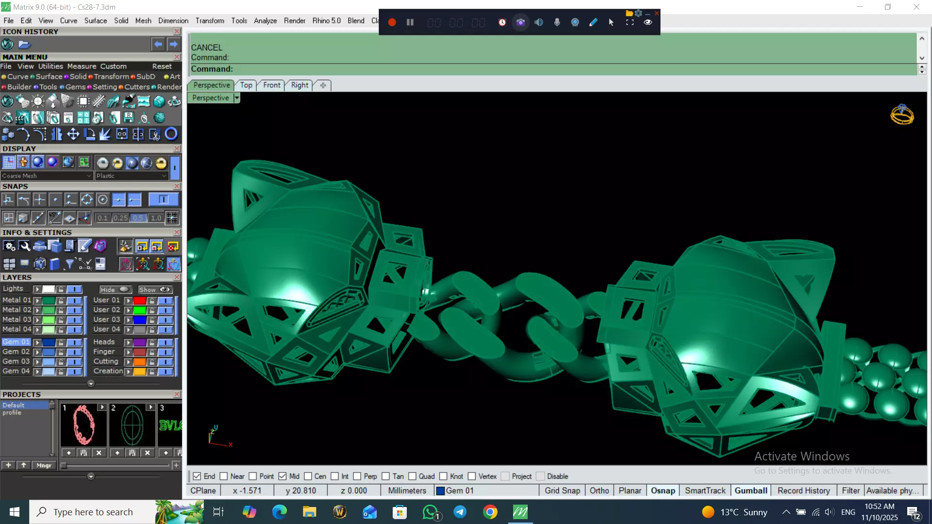 Light Weight Panter Bracelet 8 gr 3D print model_7