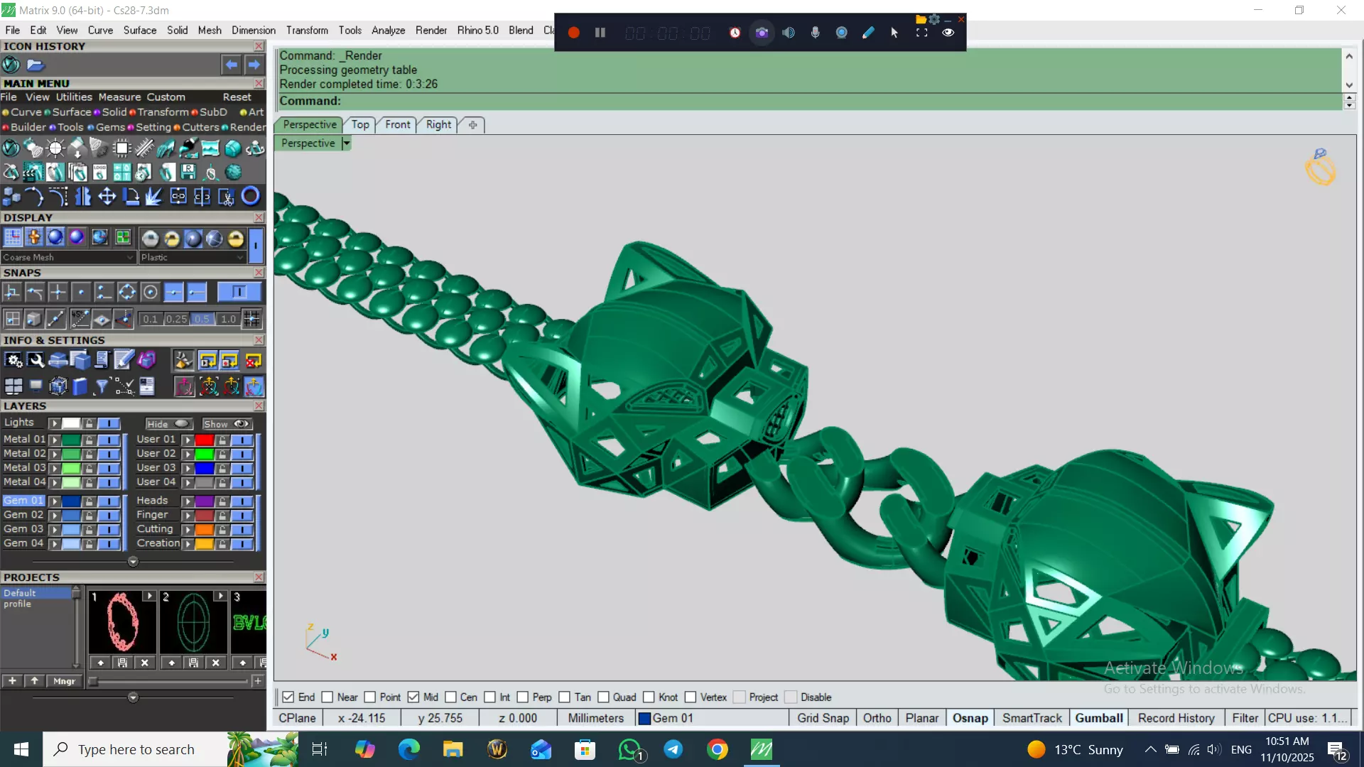 Light Weight Panter Bracelet 8 gr 3D print model_5