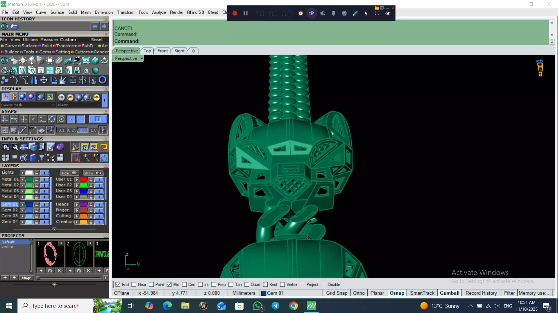 Light Weight Panter Bracelet 8 gr 3D print model_6