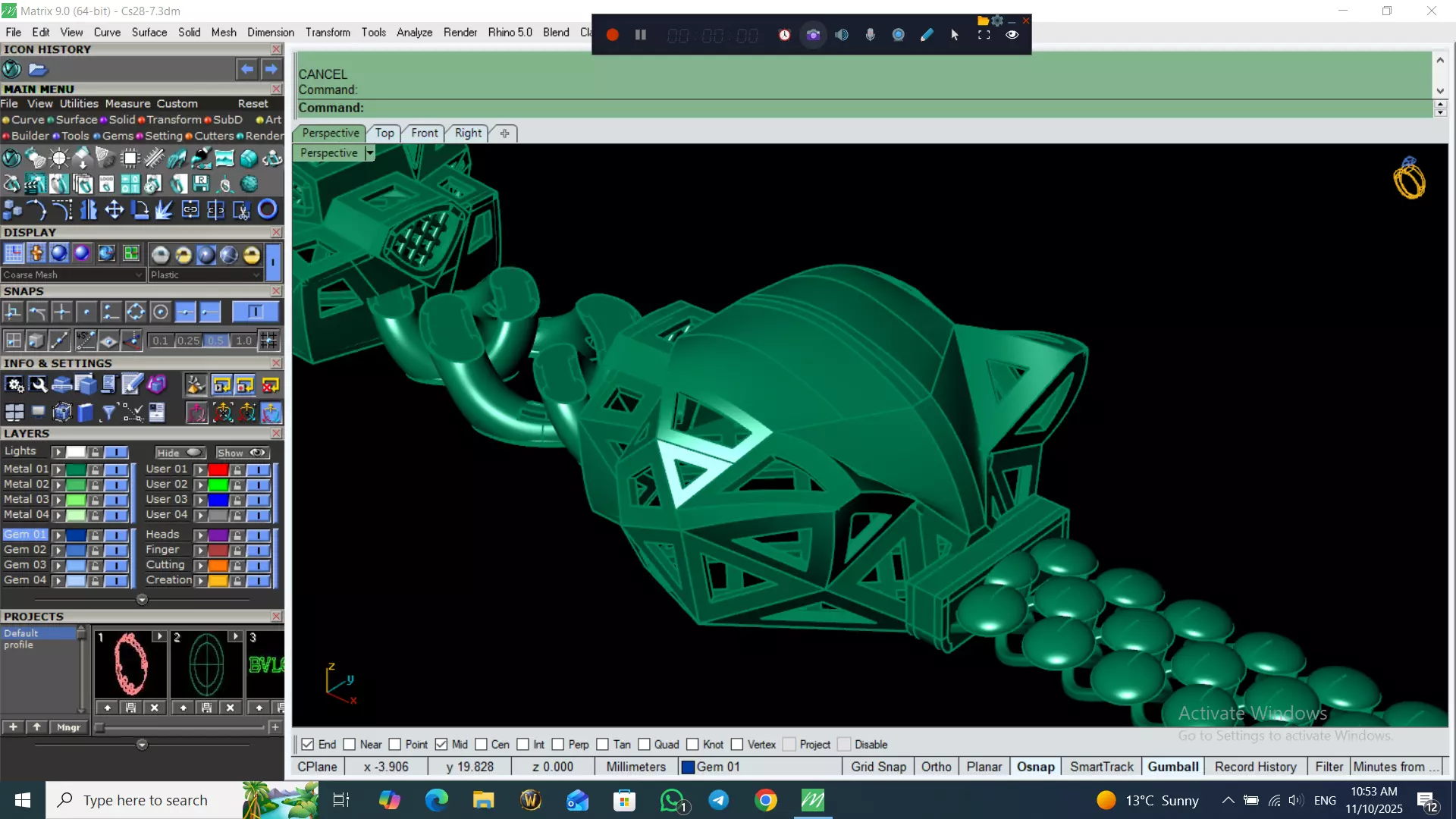 Light Weight Panter Bracelet 8 gr 3D print model_8