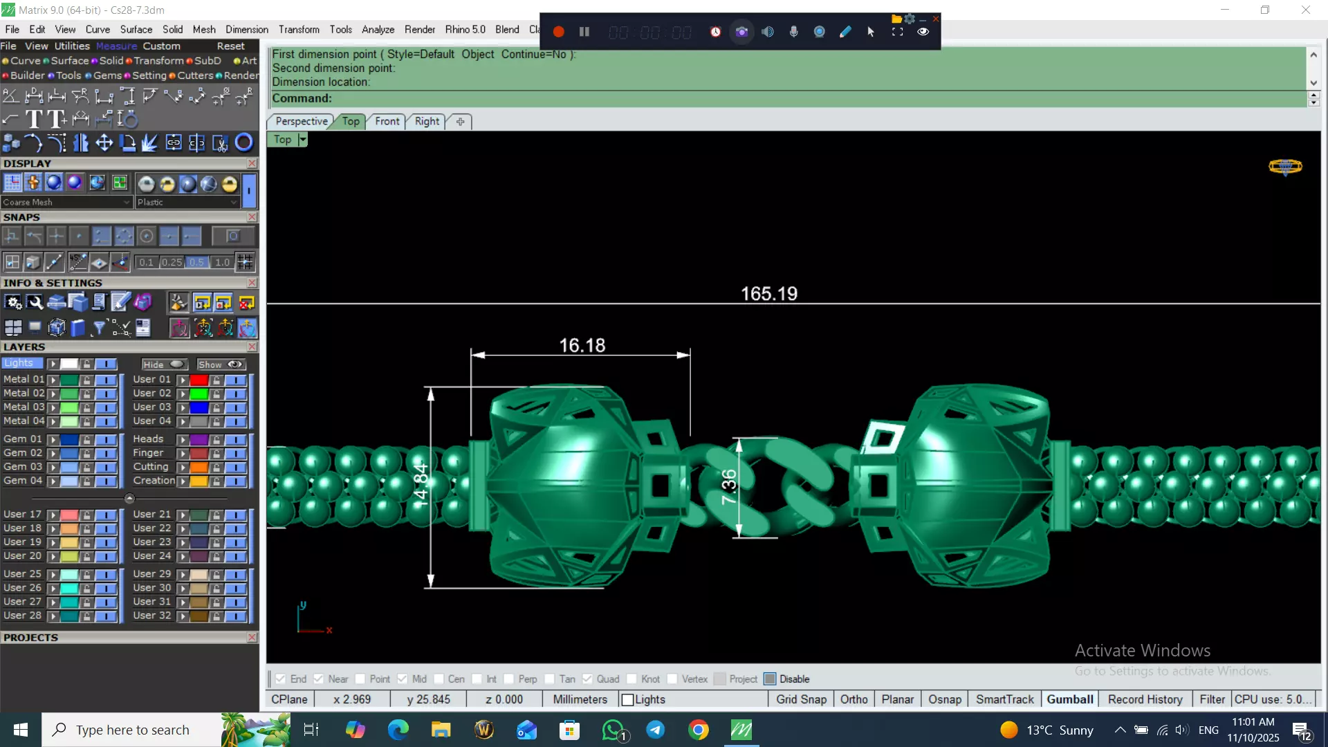 Light Weight Panter Bracelet 8 gr 3D print model_21