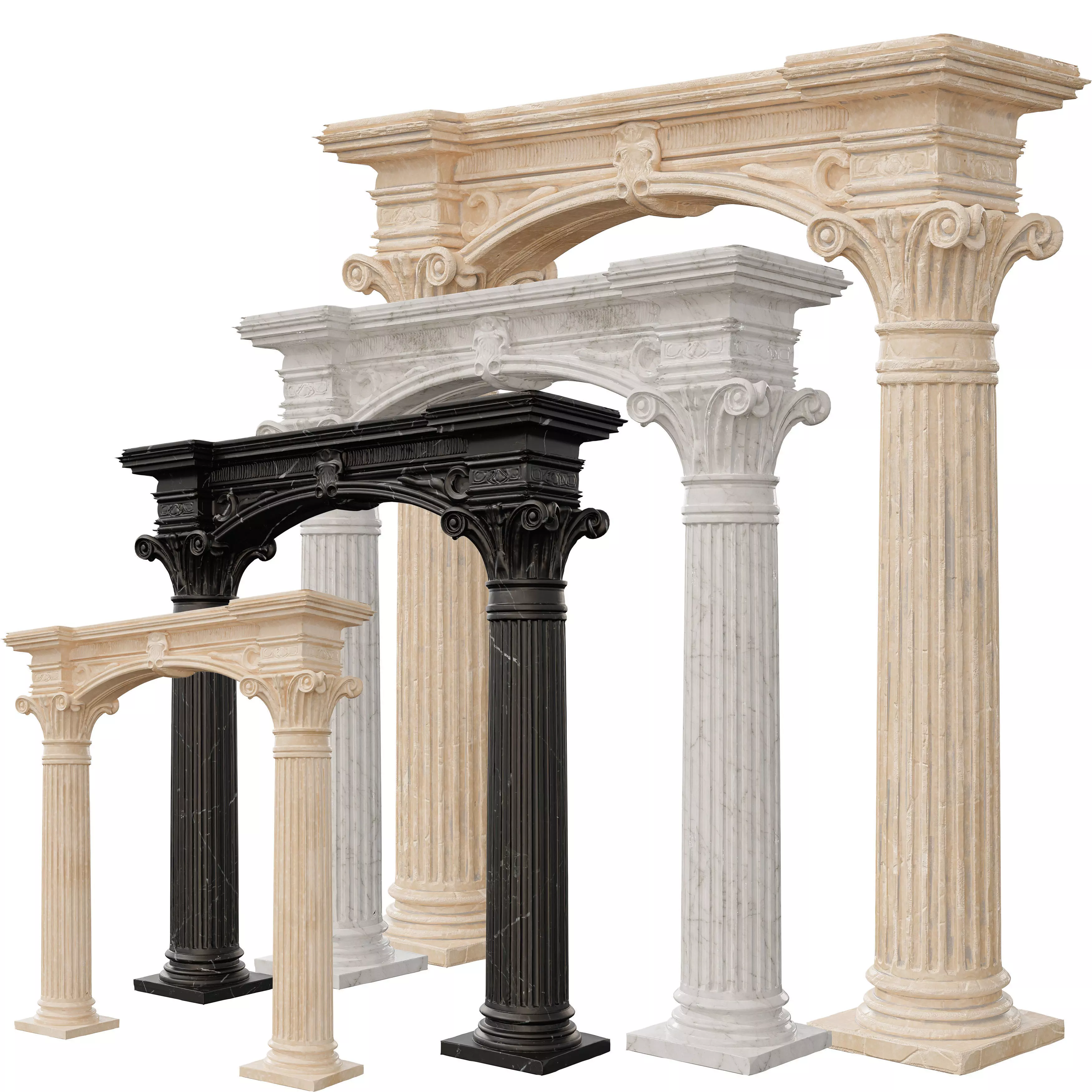 Classical Architectural Arc 04 - Corinthian Archway Low-poly 3D model_3