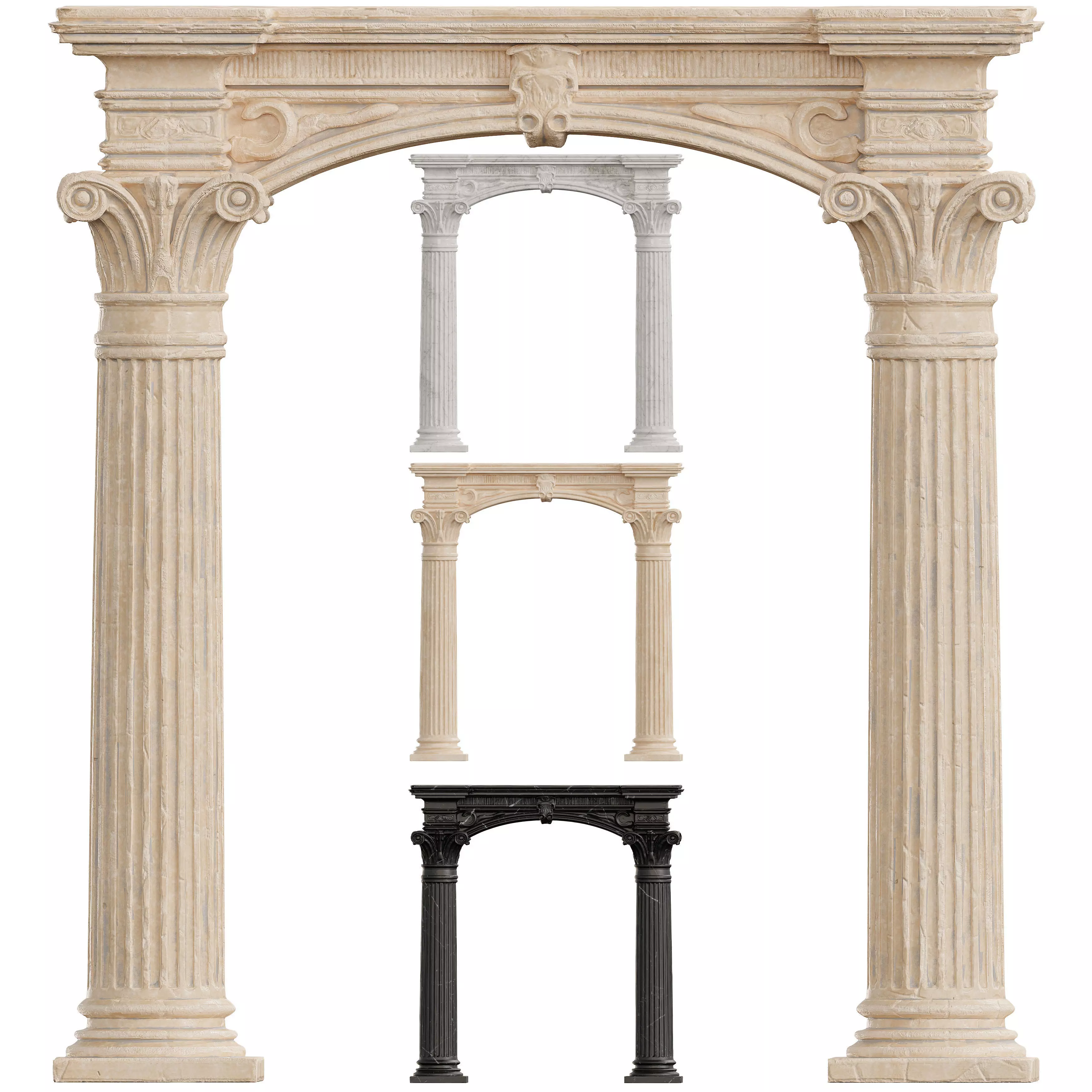 Classical Architectural Arc 04 - Corinthian Archway Low-poly 3D model_2