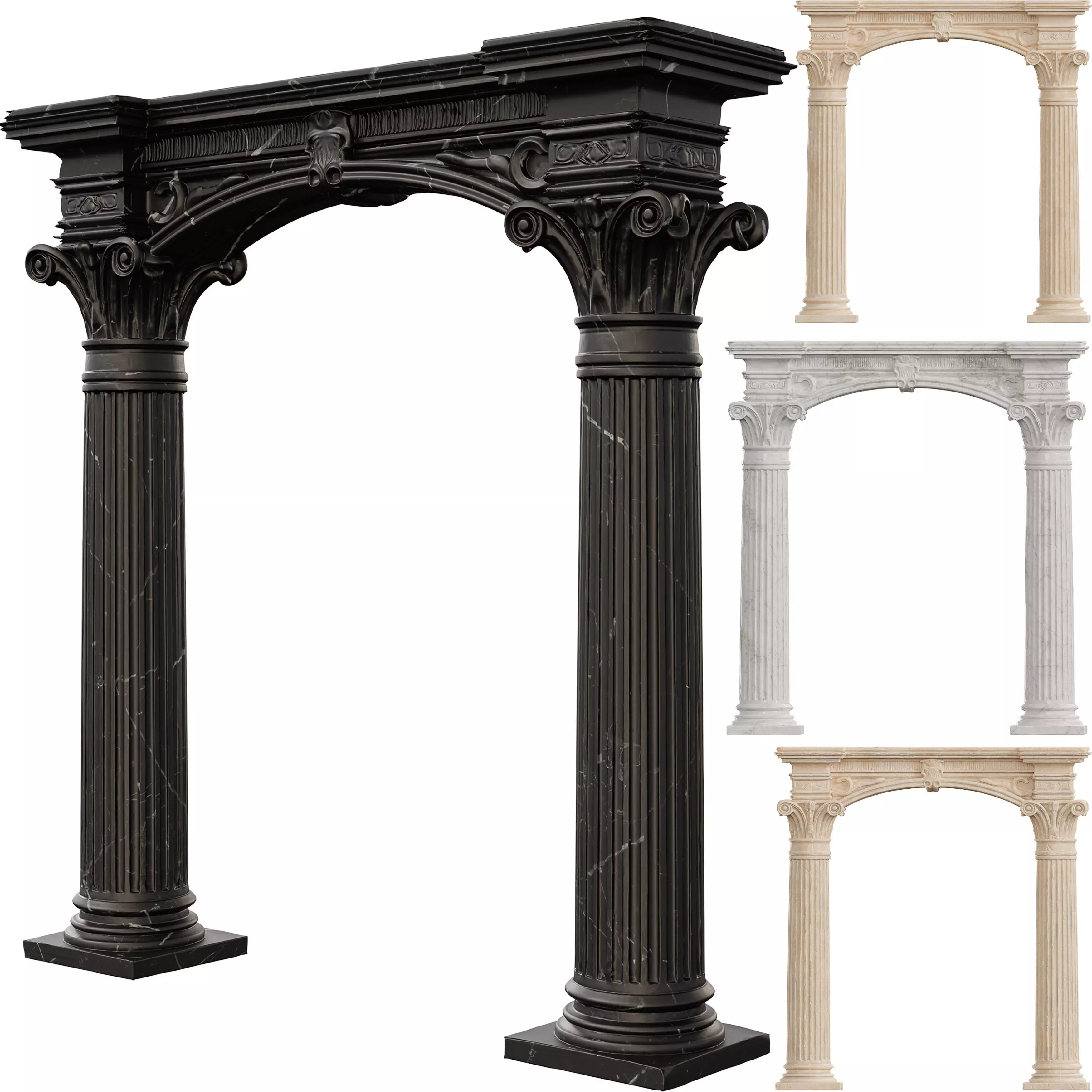 Classical Architectural Arc 04 - Corinthian Archway Low-poly 3D model_6