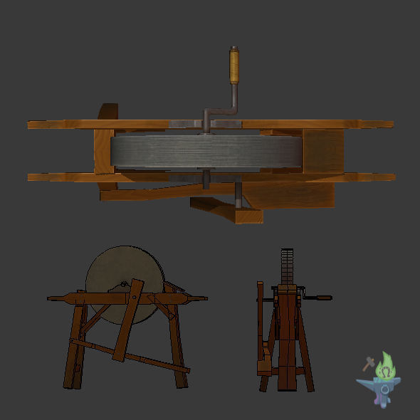 Old Grind Stone Low-poly 3D model_4