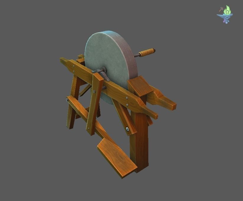 Old Grind Stone Low-poly 3D model_0