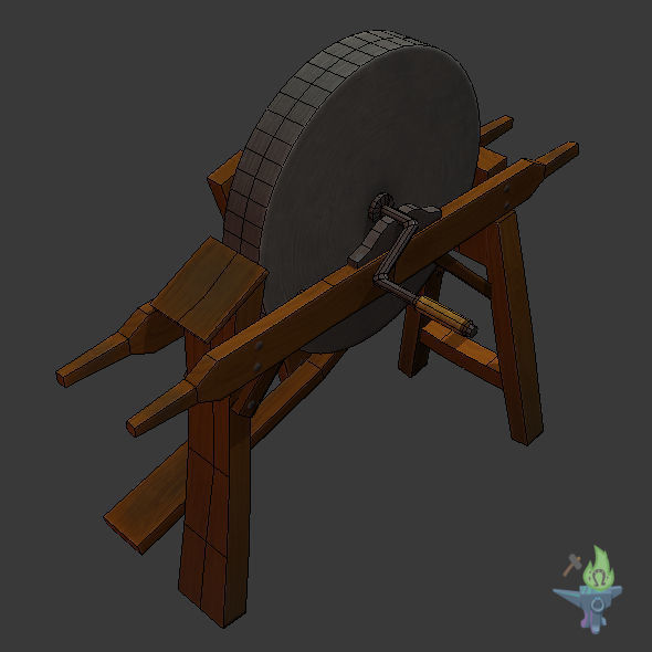 Old Grind Stone Low-poly 3D model_3