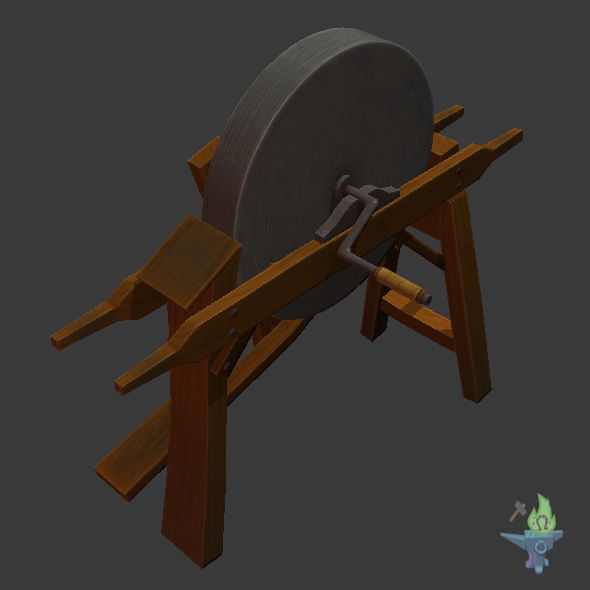 Old Grind Stone Low-poly 3D model_2