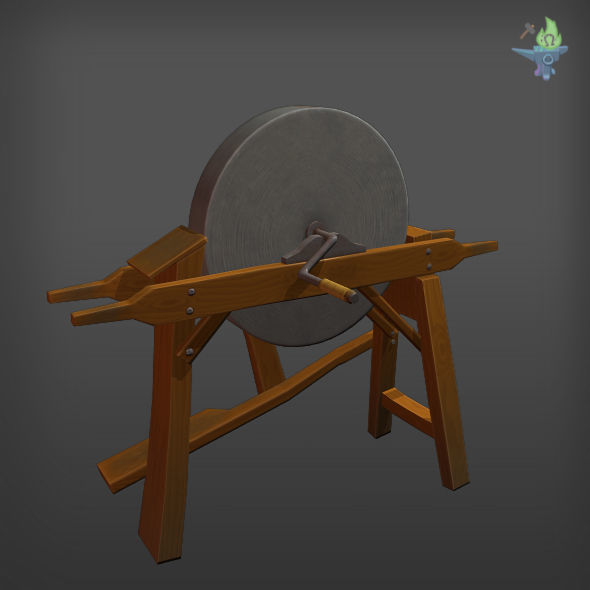 Old Grind Stone Low-poly 3D model_1