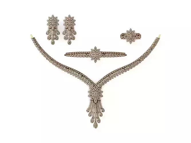 Special Design Gold Diamond Sets Necklace Bracelet Ring Earring