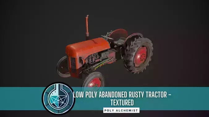 Abandoned Rusty Tractor - Textured Low-poly 3D model