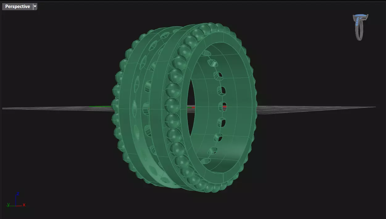 Channel Set Cushion Square eternity ring w bead N05 308CT EU54 3D print model_9