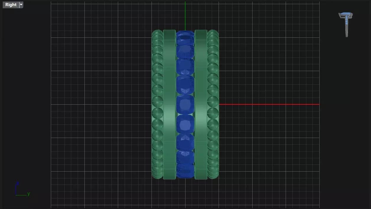 Channel Set Cushion Square eternity ring w bead N05 308CT EU54 3D print model_8