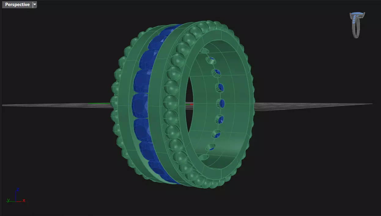 Channel Set Cushion Square eternity ring w bead N05 308CT EU54 3D print model_5