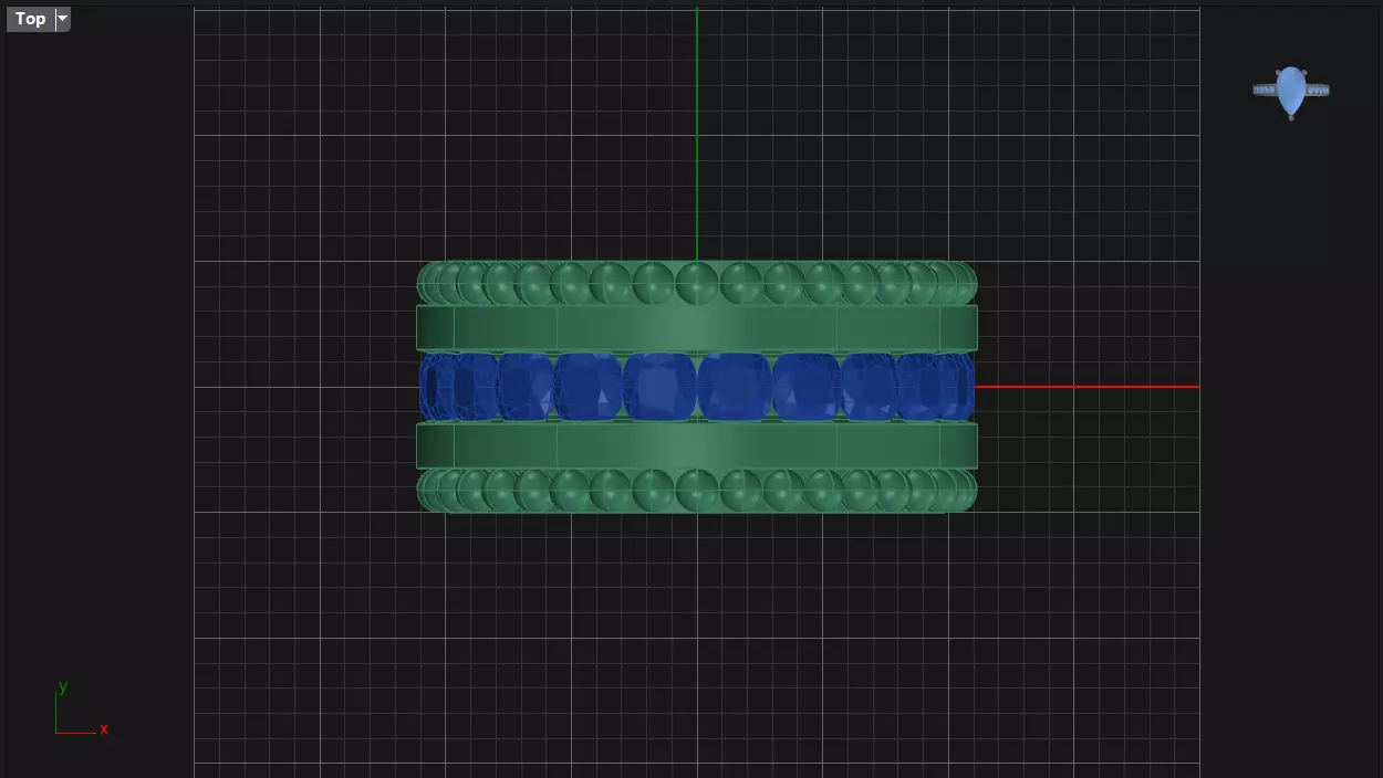 Channel Set Cushion Square eternity ring w bead N05 308CT EU54 3D print model_6