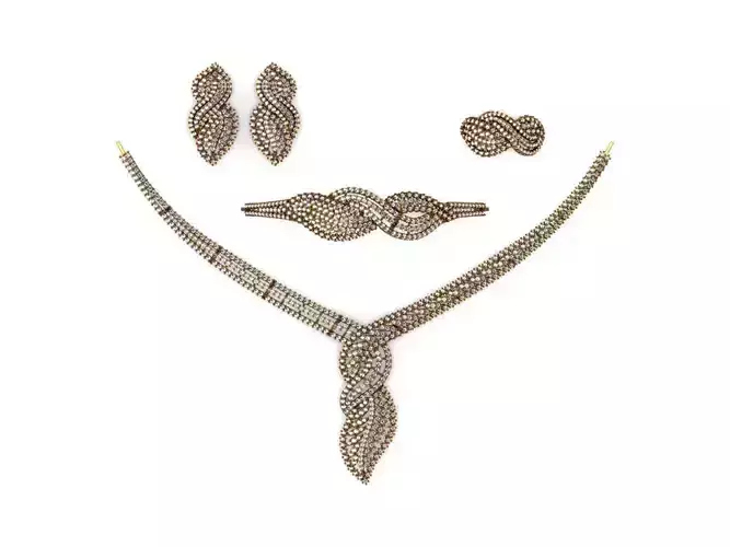 Special Design Gold Diamond Sets Necklace Bracelet Ring Earring 3D print model