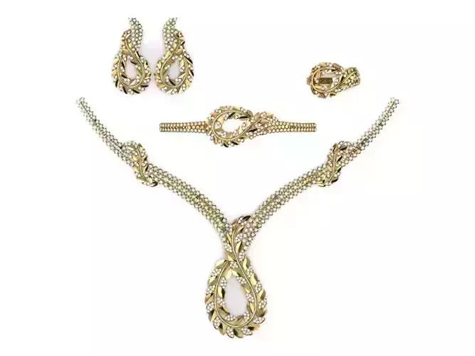 Special Design Gold Diamond Sets Necklace Bracelet Ring Earring