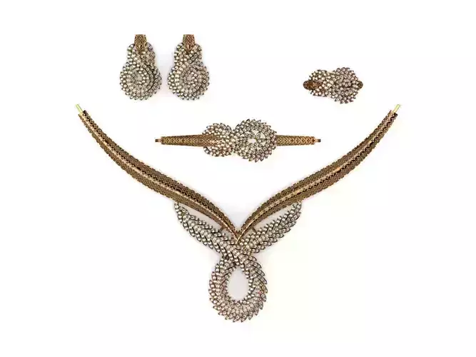 Special Design Gold Diamond Sets Necklace Bracelet Ring Earring