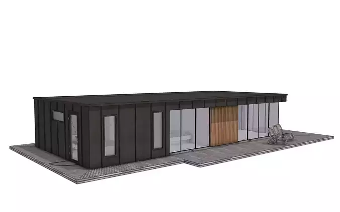 Modern Prefab Tiny House 3D Model SKP OBJ FBX IFC GLB