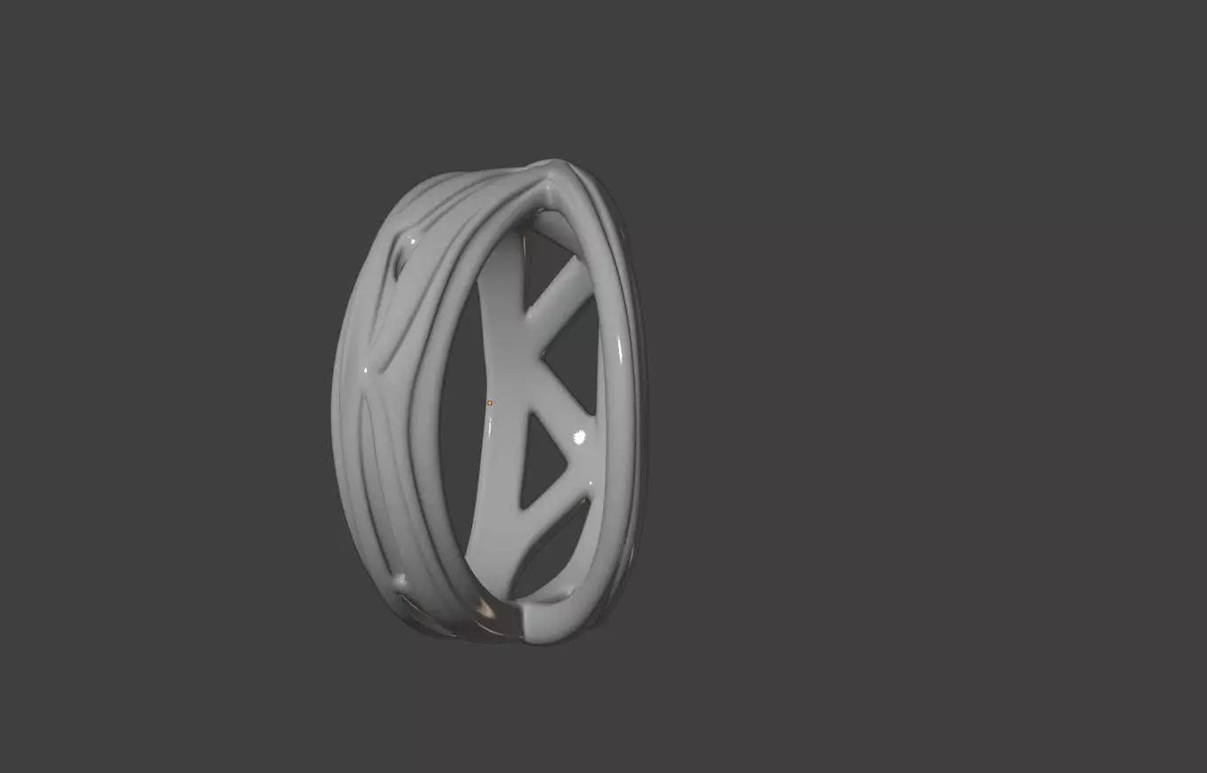 Geometric Hollow Two-Tone Ring 3D print model_4