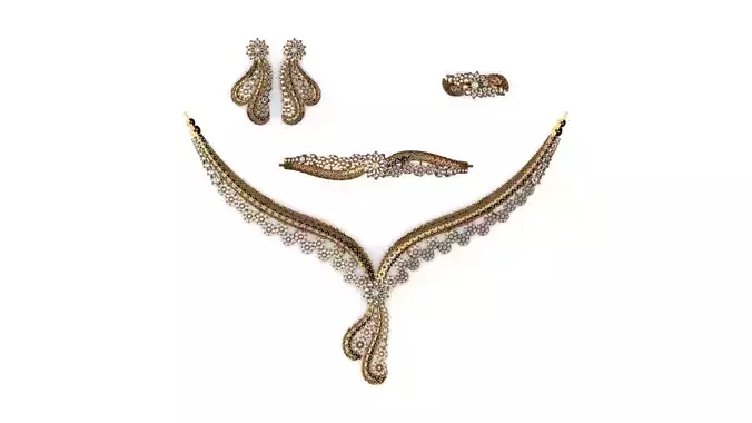 Special Design Gold Diamond Sets Necklace Bracelet Ring Earring