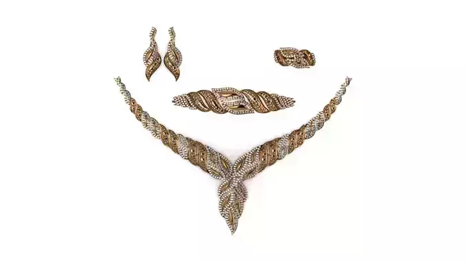 Special Design Gold Diamond Sets Necklace Bracelet Ring Earring