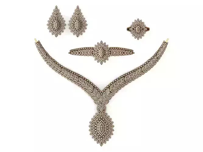 Special Design Gold Diamond Sets Necklace Bracelet Ring Earring