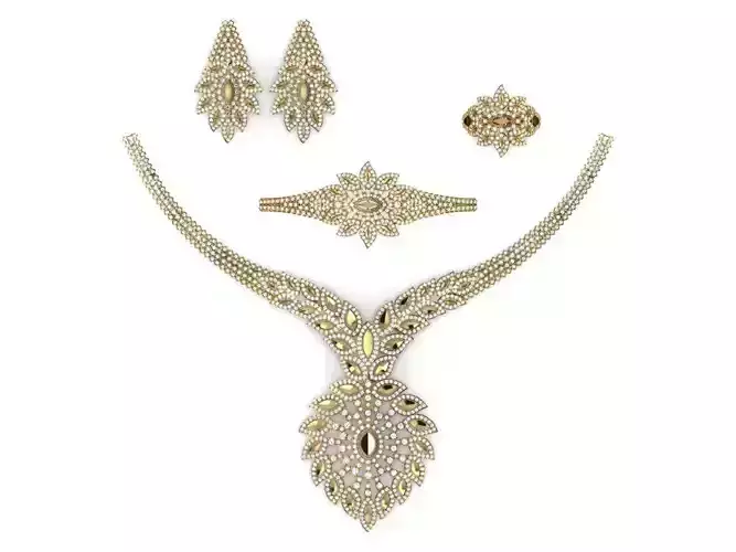 Special Design Gold Diamond Sets Necklace Bracelet Ring Earring