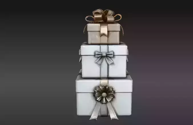 Gift Box Stack 3D Model Christmas Present Decor