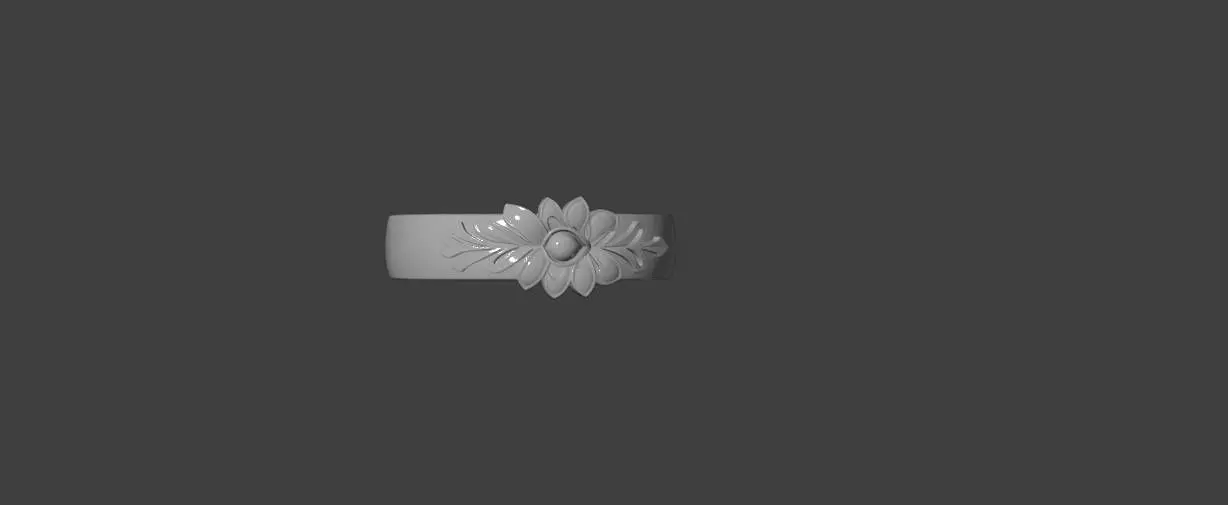 Wood Grain Floral Carved Ring 3D print model_7