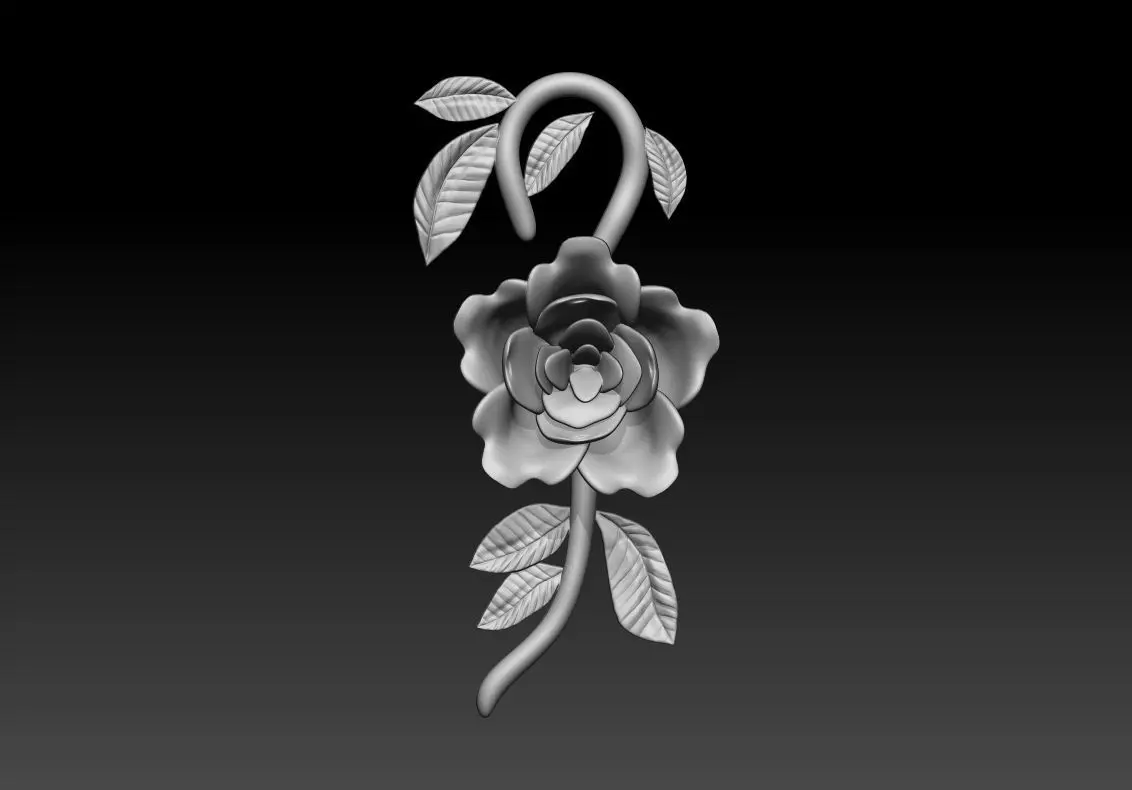 Rose with Leaves Pendant 3D Printable Model 3D print model_0