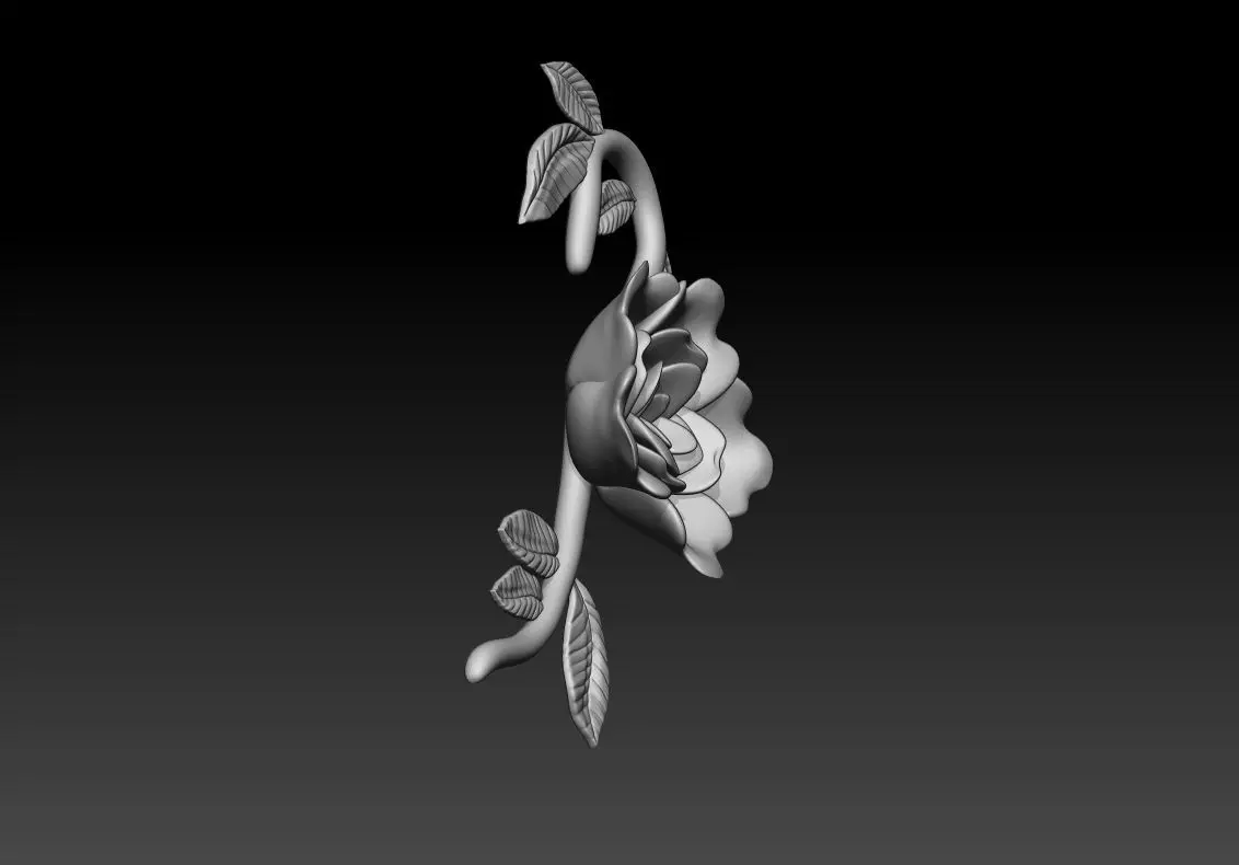 Rose with Leaves Pendant 3D Printable Model 3D print model_1