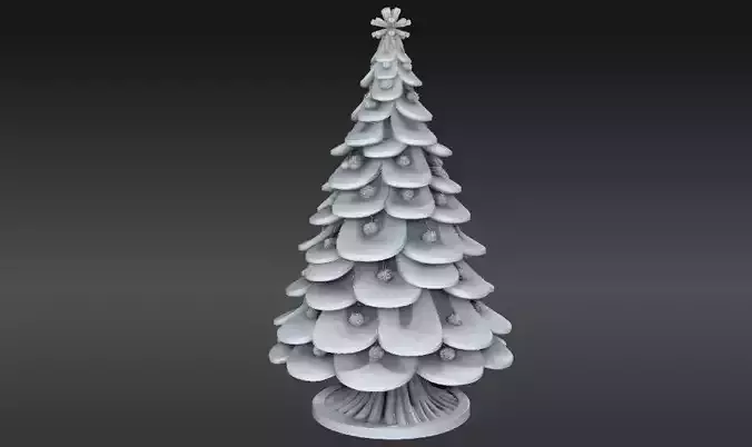 Modern Holiday Tree Sculpture 3D Model Minimal Christmas Decor Low-poly 3D model