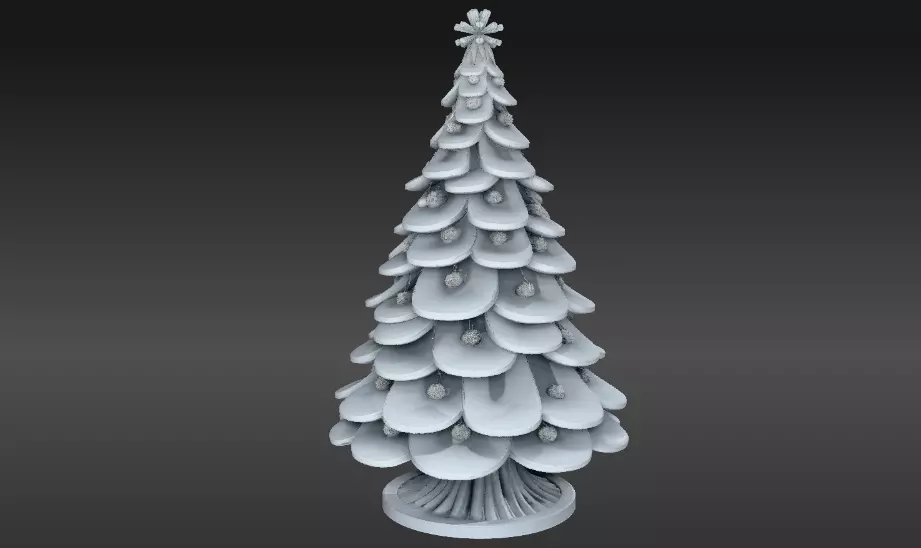 Modern Holiday Tree Sculpture 3D Model Minimal Christmas Decor Low-poly 3D model_0